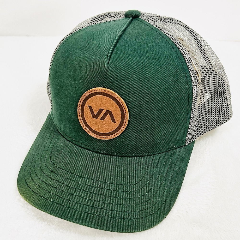 RVCA Circle Patch A-Frame Trucker Hat Cap Snapback Adjustable Green Outdoors